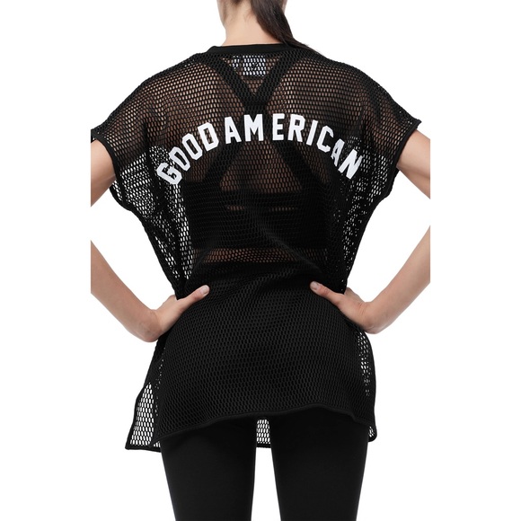 Good American Branded Black Mesh Tee - Picture 2 of 7